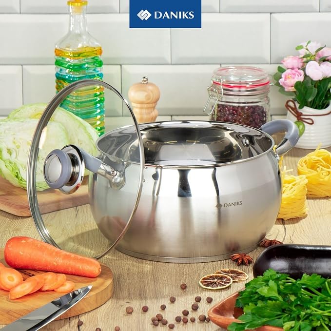 Daniks Modern 4 Quart Stainless Steel Stock Pot - Image 2