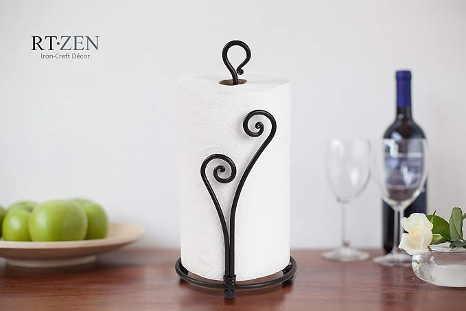 RTZEN Matte Black Paper Towel Holder Countertop - Image 3
