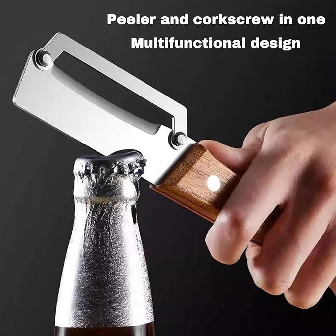 Vegetable Wooden Peeler for Kitchen Tool, Premium 2-in-1 Multifunctional Fruit - Image 2