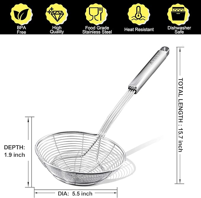 Anaeat Stainless Steel Spider Strainer Skimmer - Image 6