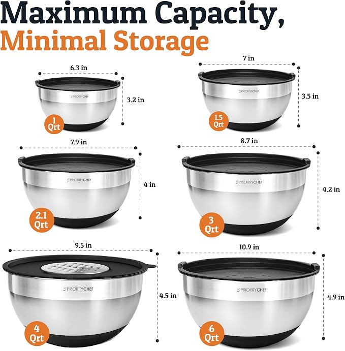 Priority Chef 6Pc Large Mixing Bowls - Image 2
