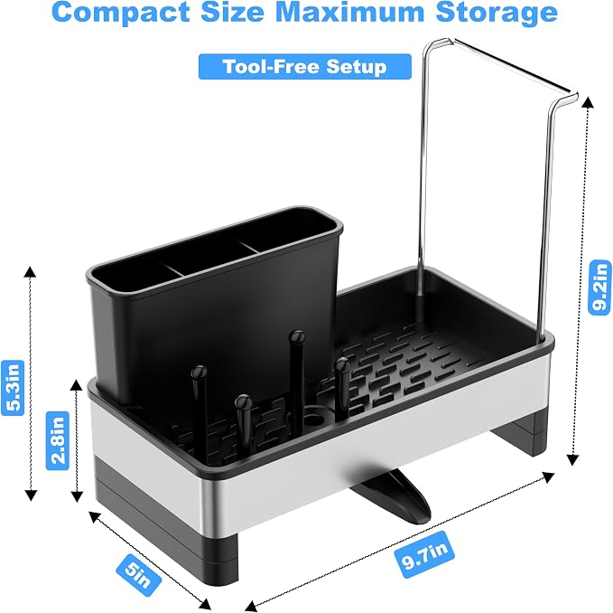 Kitchen Sink Caddy Organizer, Stainless Steel Sponge Holder, Kitchen Caddy Sink - Image 7
