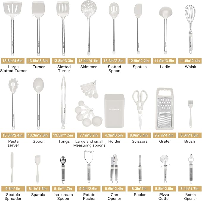 Kitchen Utensil Set-Silicone Cooking Utensils-33 Kitchen Gadgets & Spoons - Image 2
