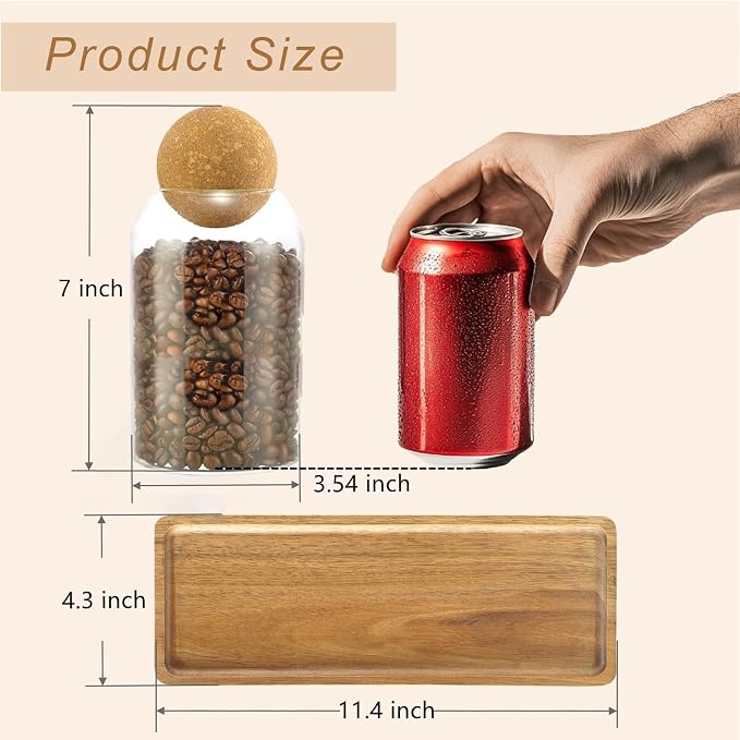 Coffee Sugar Tea Container Set, 3 Pack Glass Jars - Image 3