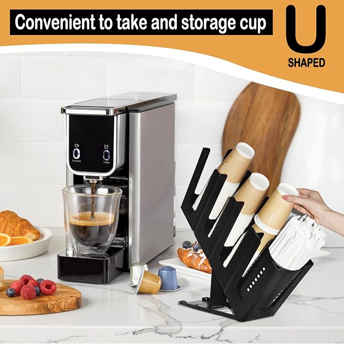 Cup Holder Lid Dispenser with Straw Organizer, 4 Compartment 7 Adjusting - Image 4