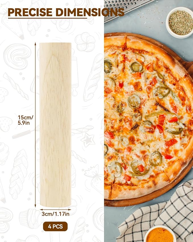 6 Inch Small Wooden Rolling Pin, Wooden Rolling Pin Set - Image 2