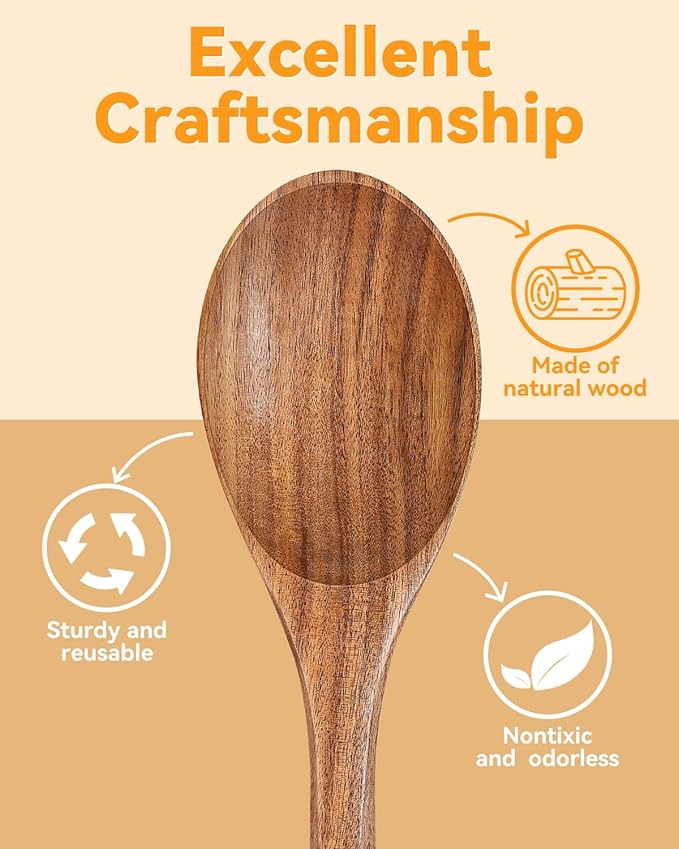 2Pcs Wooden Cooking Spoons, Wood Serving Spoons - Image 5