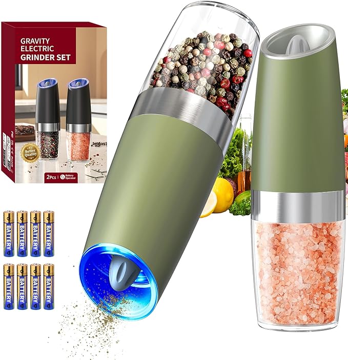 CIRCLE JOY Gravity Electric Salt and Pepper Grinder Set Automatic Salt and by CIRCLEJOY