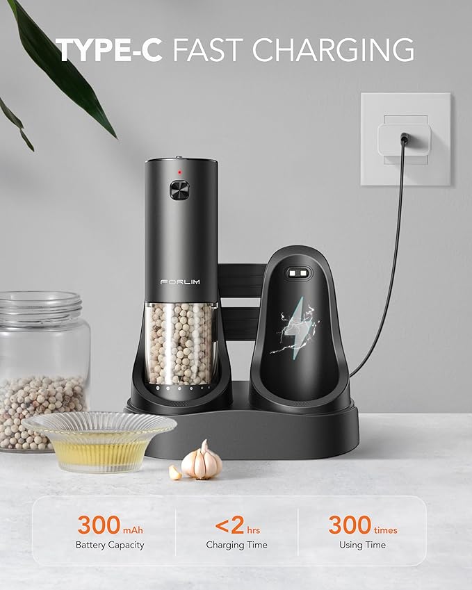 FORLIM 2-Speed ​​Electric Salt And Pepper Grinder Set, External Rotation To - Image 4