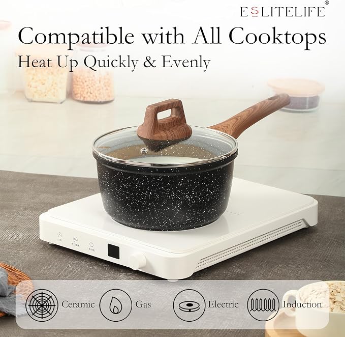 ESLITE LIFE 1.5 QT & 2.5 QT Sauce Pan Set - Image 4