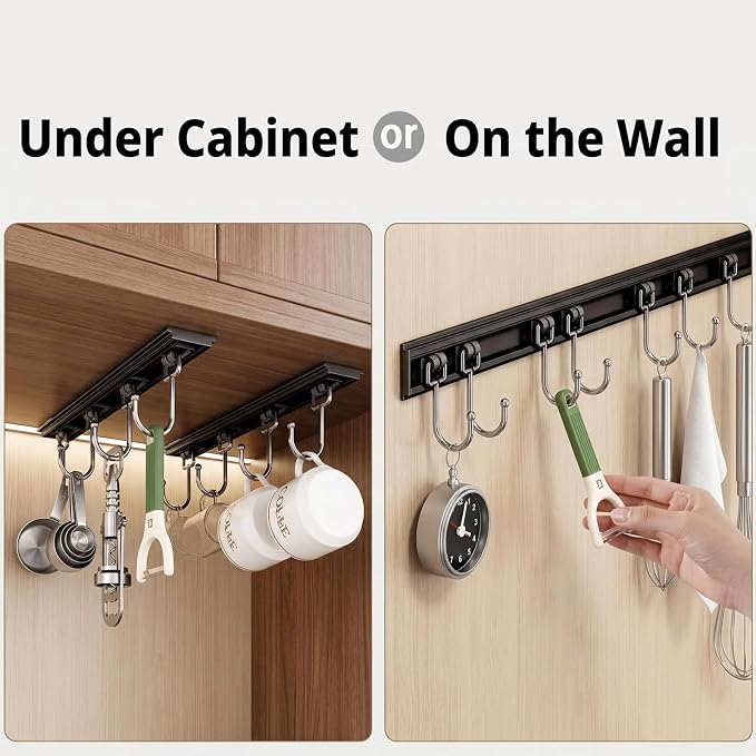 Cociat 2pcs Utensil Racks with 6 Hooks 11 Inch Mug Holder Under Cabinet Kitchen - Image 2
