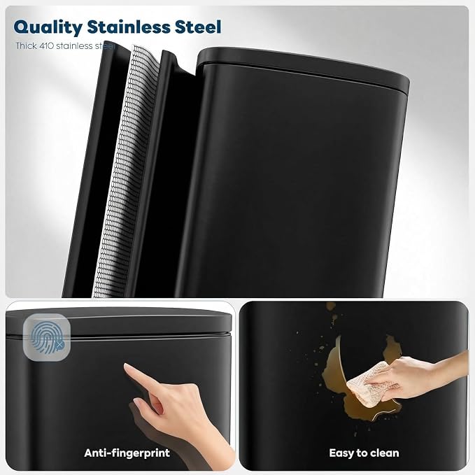 13.2 Gal Kitchen Trash Can, 50L Recycling or Garbage Bin, Brushed Stainless - Image 3