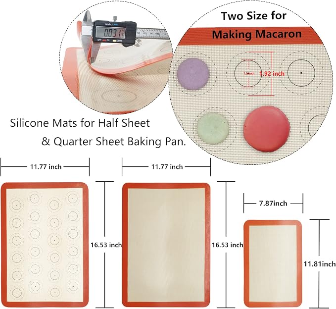 Silicone Baking Mats Set of 4, Non Stick Reusable Silicone Liners - Image 4