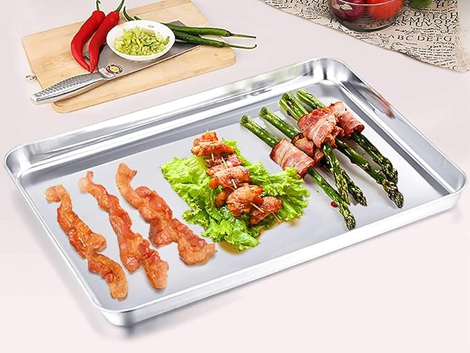 TeamFar Baking Sheet, Stainless Steel Baking Pan Cookie Sheet, Healthy & Non - Image 2