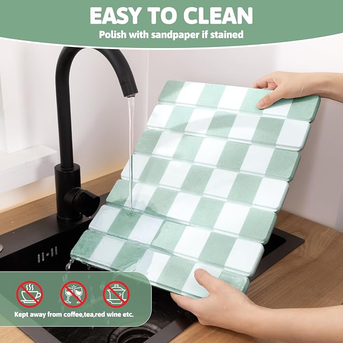 Yamaziot Stone Drying Mat for Kitchen Counter, Quick-Dry Diatomaceous Earth Mat - Image 6