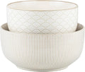 Mikiegy Ceramic Mixing Bowls Set of 2, Nesting Ceramic Embossment Stoneware by MIKIGEY