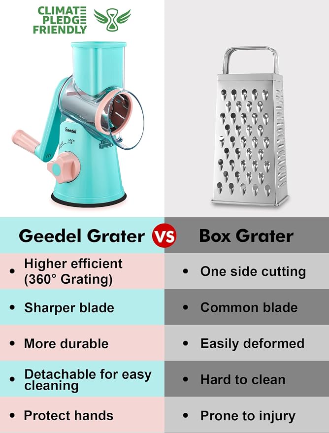 Geedel Rotary Cheese Grater, Kitchen Mandoline Vegetable Slicer - Image 2