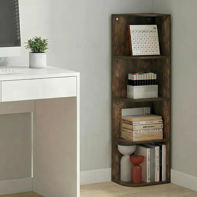 Furinno PASIR Book Shelf, 4-Tier Corner Bookshelf - Image 2