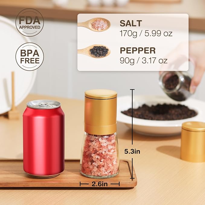 Vucchini Gold Salt and Pepper Grinder Mill - Image 2