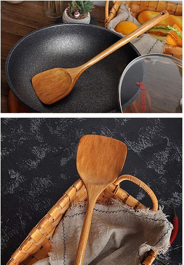 FJNATINH Wooden Spatula with Long Handle - Image 6