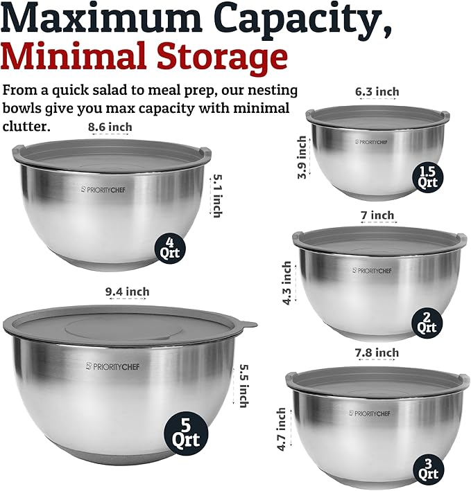 Priority Chef Stainless Steel Mixing Bowls - Image 4