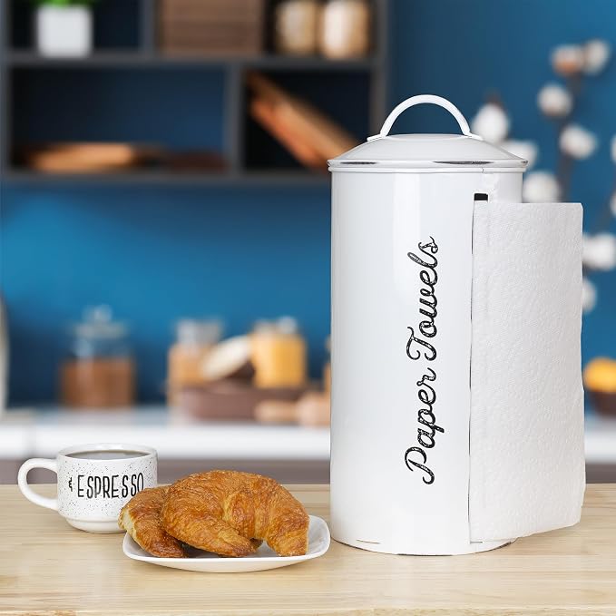 AuldHome Design Farmhouse Paper Towel Holder; Rustic Enamelware Countertop - Image 9