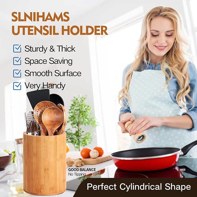 Bamboo Utensil Holder, Large Utensil Holders - Image 3