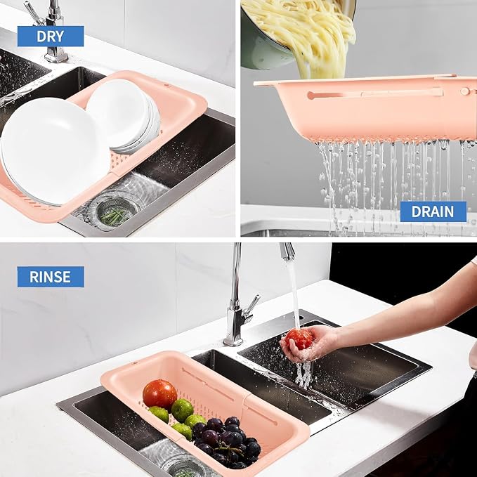 LASSHSWA Collapsible Colander for Kitchen, Over the Sink Strainer Basket for - Image 3