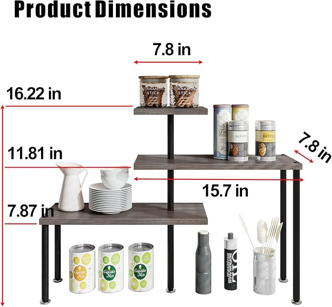 Countertop Organizer Organization 3 Tier Kitchen Corner Shelves Adjustable - Image 2