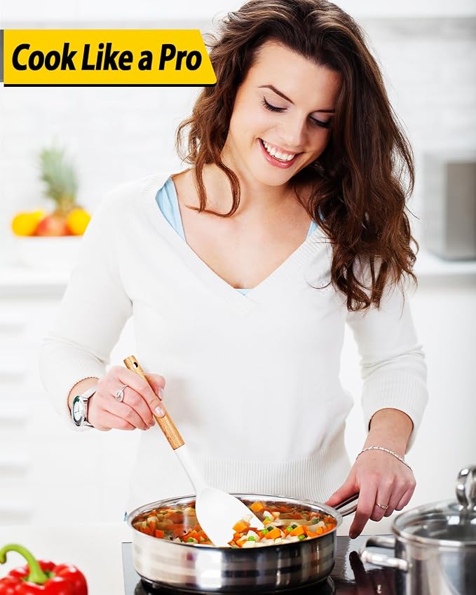 Pack of 4 Silicone Cooking Utensils Set, Non Stick Solid Spatulas and Heat - Image 4