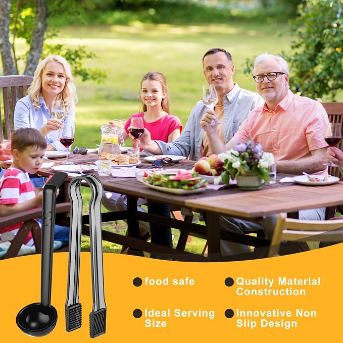 12 Pieces Plastic Serving Utensils Set Including 6 Pcs 1 oz Small Ladle and 6 - Image 4