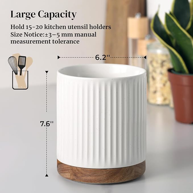DOWAN 360° Rotating Extra Large Cooking Utensil Holder, 7.6" Kitchen Utensil - Image 2