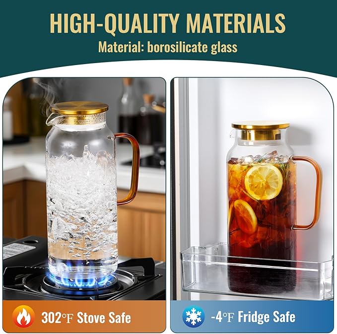 4 Pack 2 Liter/68 oz Glass Pitcher - Image 4
