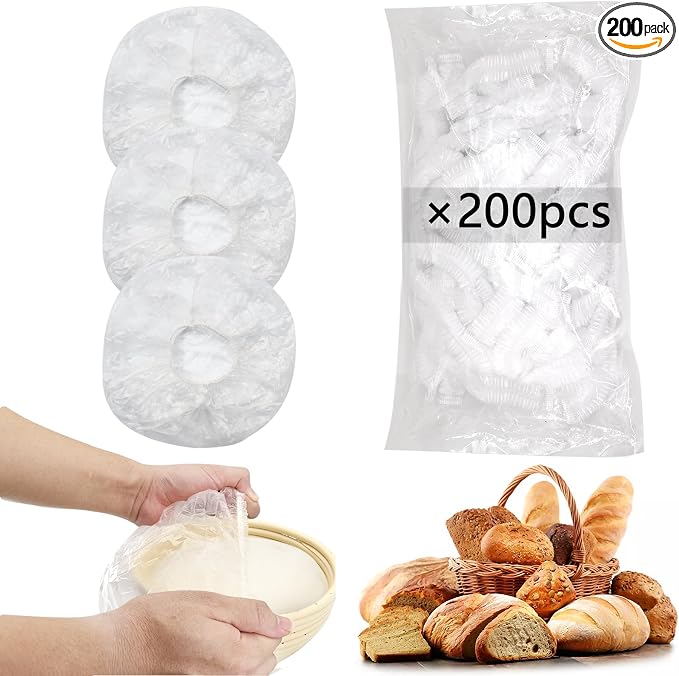200pcs Reusable Shower Caps for Sourdough Bread Proofing, Plastic Covers by QUPIVA