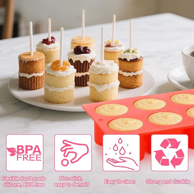 Juome Circle Cake Pop Mold Kit, 8 Cavities Cakesicle Molds Silicone - Image 6