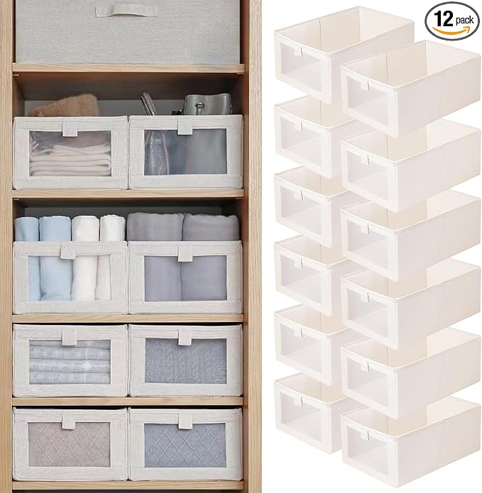 Linen Closet Organizers And Storage, 12 Pack Closet Storage Bins Linen Closet by Pradnel