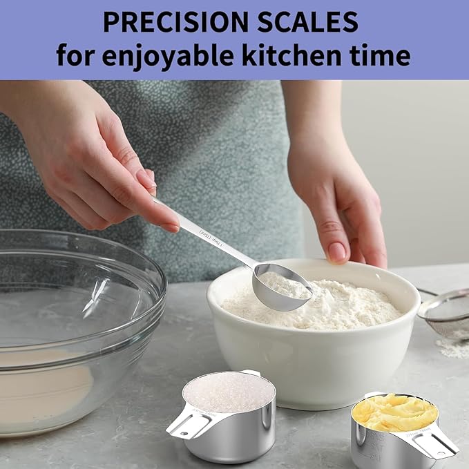 Stainless Steel Measuring Cups and Spoons Set, 6 Stainless Steel Measuring Cups - Image 3