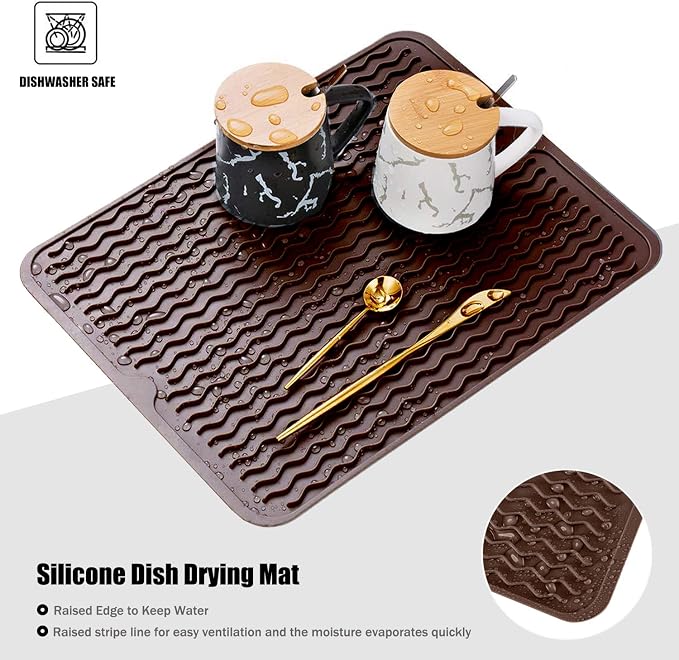 Large 24" x 18" Silicone Dish Drying Mat - Image 3