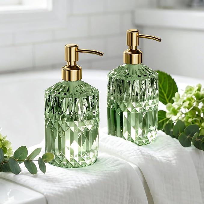 AmazerBath Soap Dispenser, 2 Pack Green Glass Soap Dispenser - Image 9