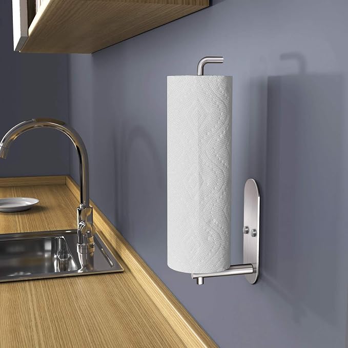 VAEHOLD Self Adhesive Paper Towel Holder Under Cabinet Mount, Wall Mounted - Image 4