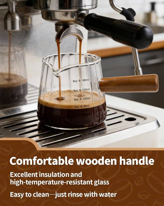 2 Pack Espresso Measuring Cup, 6oz Borosilicate Glass Espresso Cups - Image 3