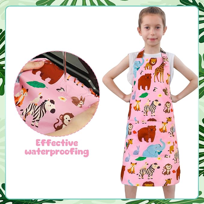2 Pack Kids Apron, Cute Cooking Aprons, Waterproof Art Apron - Image 4