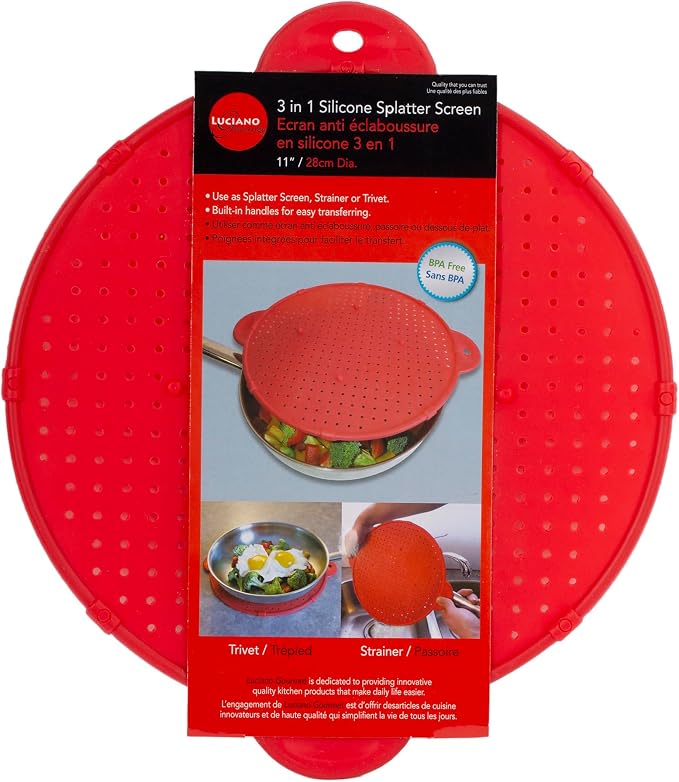 Luciano Housewares Multifunctional Frying Pan Silicone Splatter Screen - Image 5