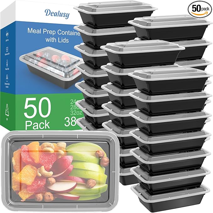 Dealusy 50 Pack 38 oz Meal Prep Containers Reusable by Dealusy