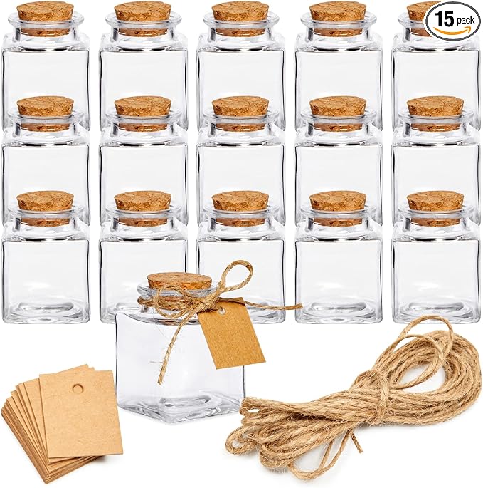 BLUE PANDA 15 Pack Small Glass Bottles by BluePanda