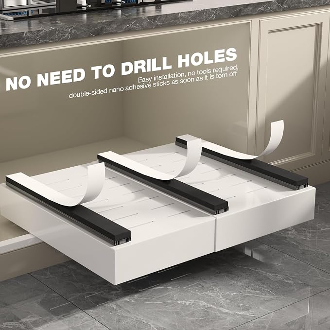 Seinloes 2 Pack Pull Out Cabinet Organizer 18" Deep, Full Extension 3 Slide - Image 8