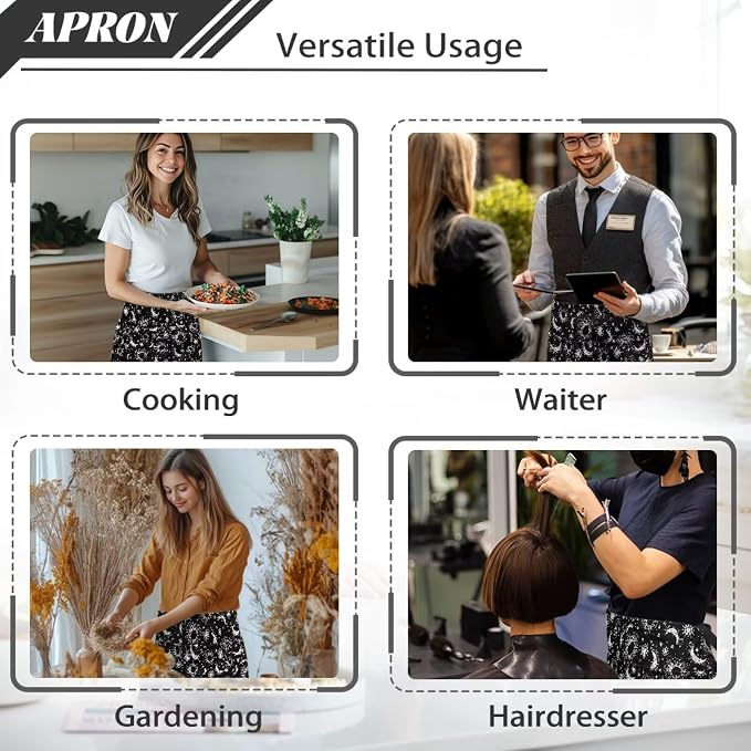 Server Apron with 3 Pockets, Waterproof Oil Waitress Waiter Half Apron - Image 5
