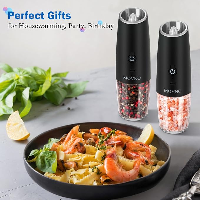 Gravity Electric Salt and Pepper Grinder Set, Battery Powered LED Light One - Image 7