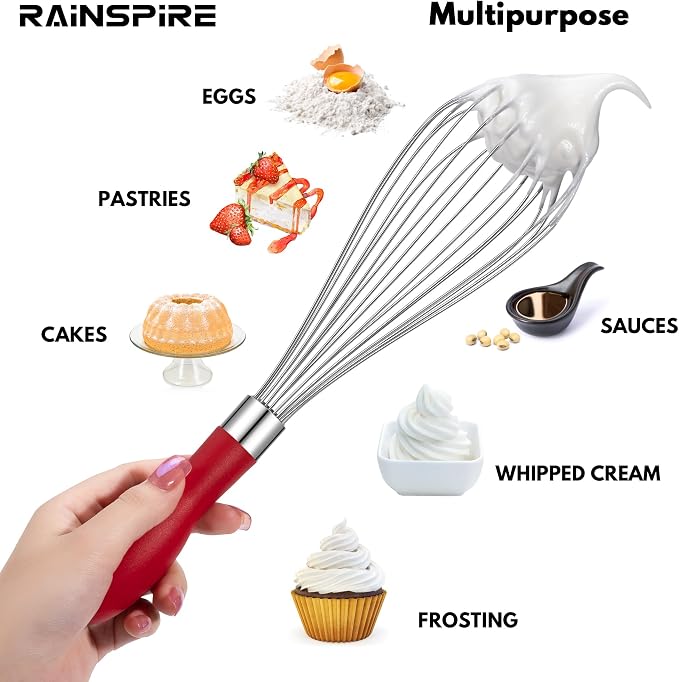 Rainspire 12-Inch Wire Whisk Stainless Steel, Balloon Whisks - Image 5