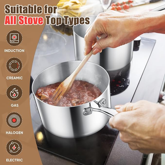 E-far Stainless Steel Saucepan Set - 1Qt & 2 Qt - Image 4